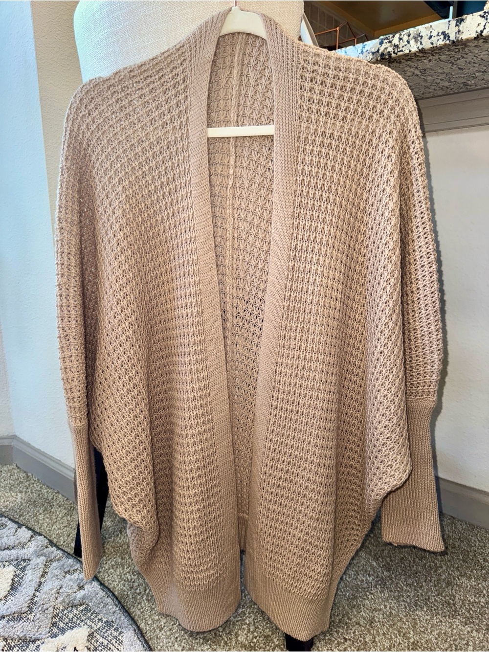 Cozy Open-Front Cardigan in Light Beige